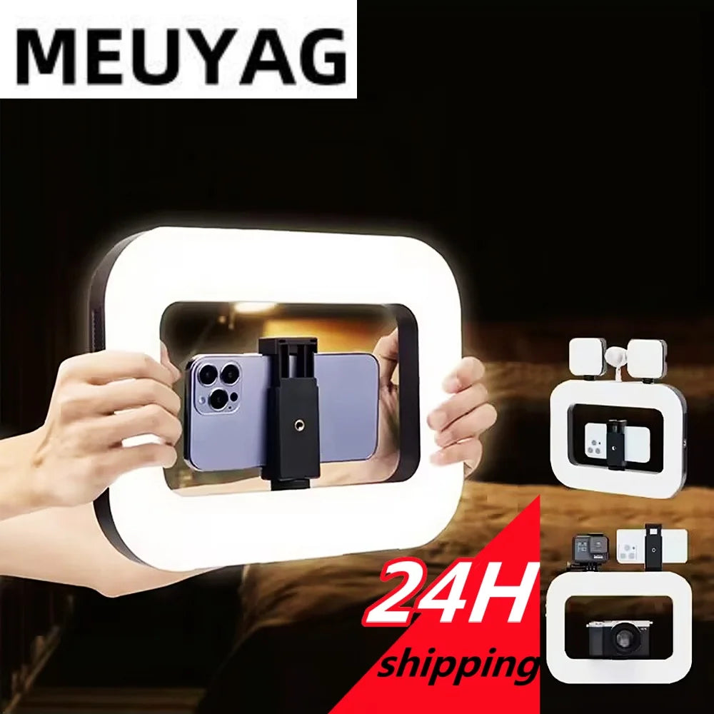 MEUYAG - Lámpara LED Cuadrada con Clip para Selfies, Iluminación para Fotografía, Grabación de Video, Transmisión en Vivo, Luz de Relleno Móvil