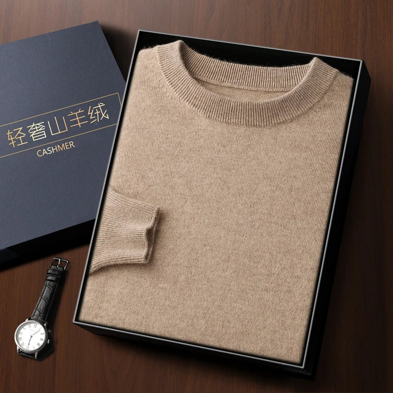 Suéter de Lana Merino 100% para Hombre - Cuello Redondo, Manga Larga
