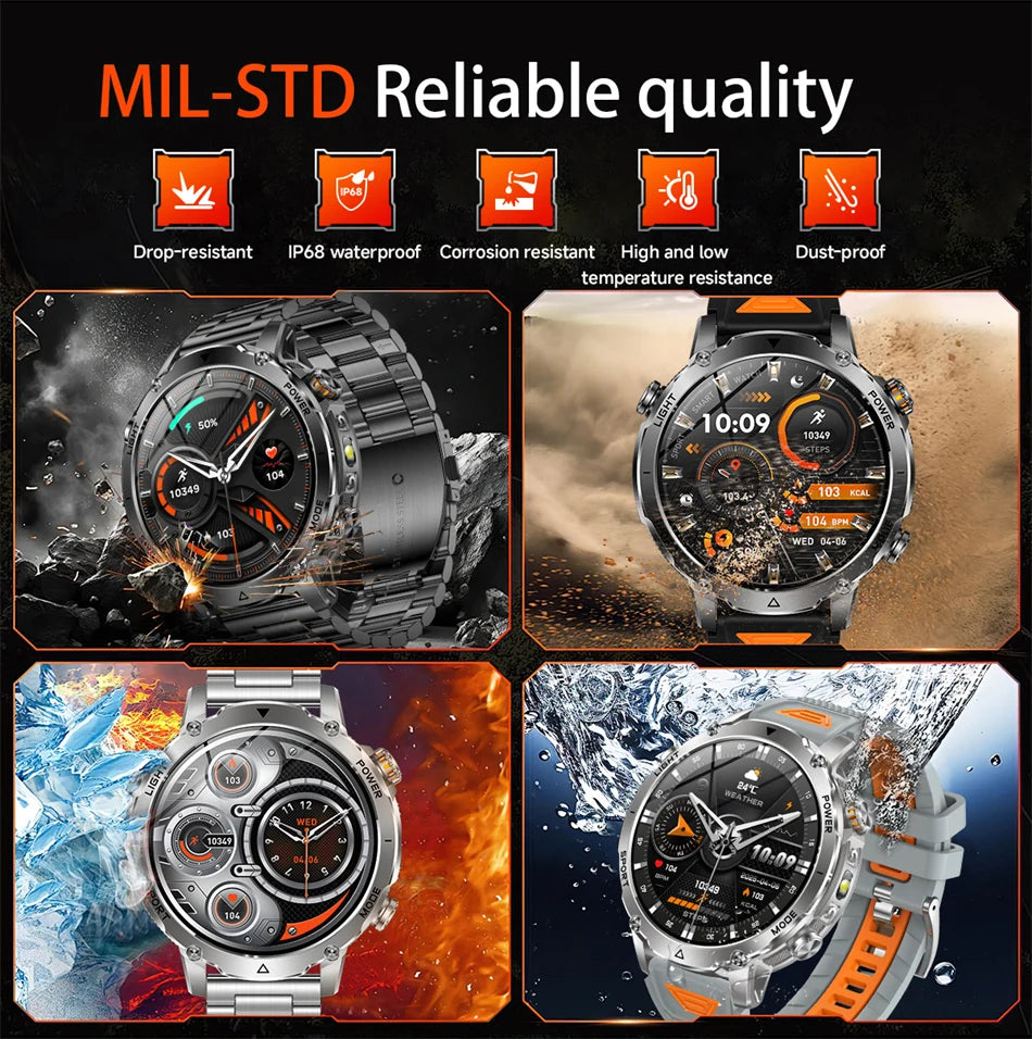 Reloj Inteligente Deportivo con Linterna LED IPX8