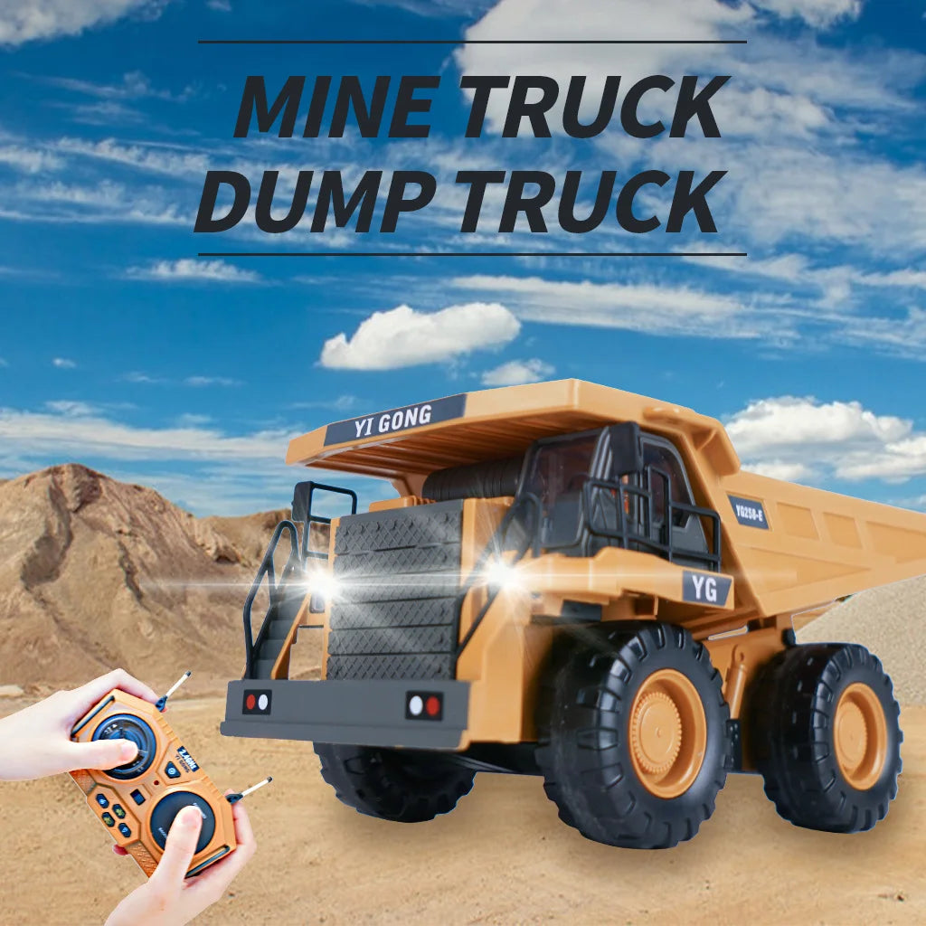 Excavadora RC 1:20 con Volcador y Bulldozer, Luz y Música