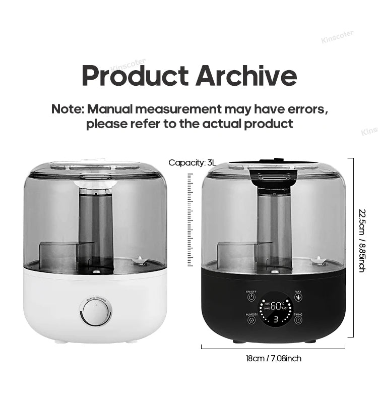 Humidificador de Aire 3L con Control Remoto y Difusor de Aromas