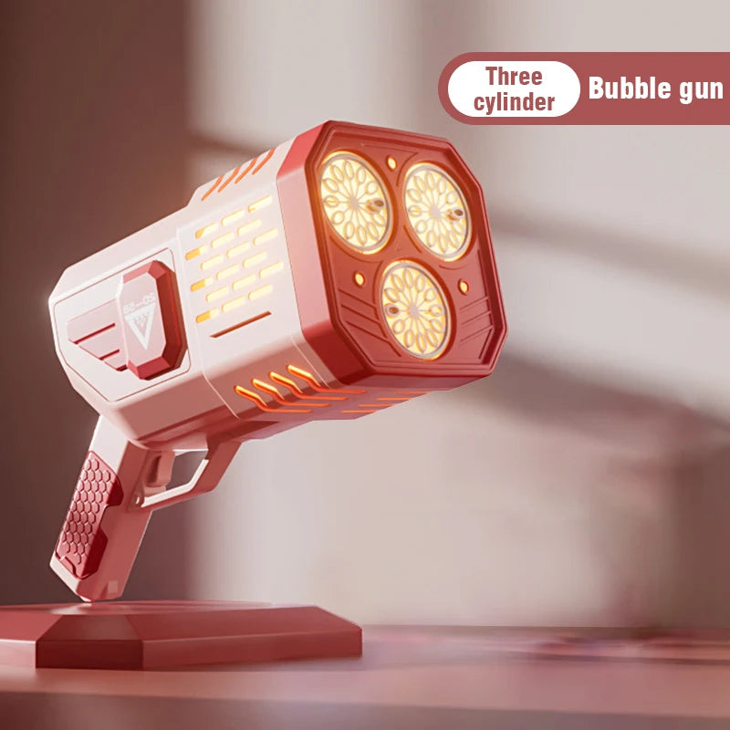 Pistola de Burbujas Automática 36 Agujeros con Luces LED