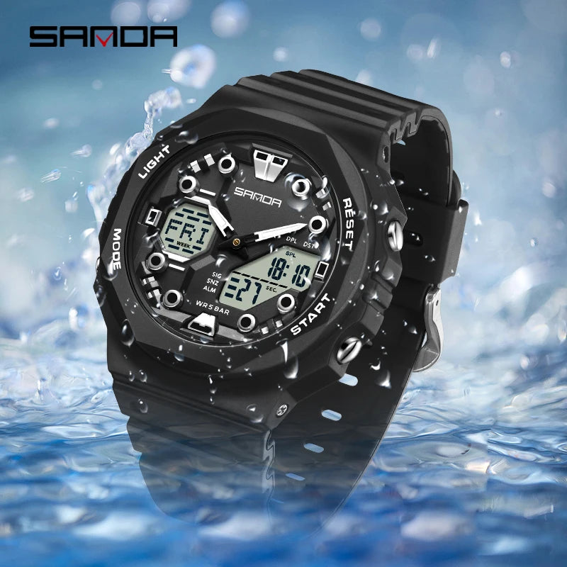 Reloj Digital SANDA 6200 para Hombre, Deportivo LED Impermeable 50M