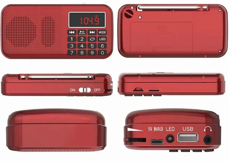 Radio FM Portátil Digital MP3 con Altavoz y Reproductor USB SD TF