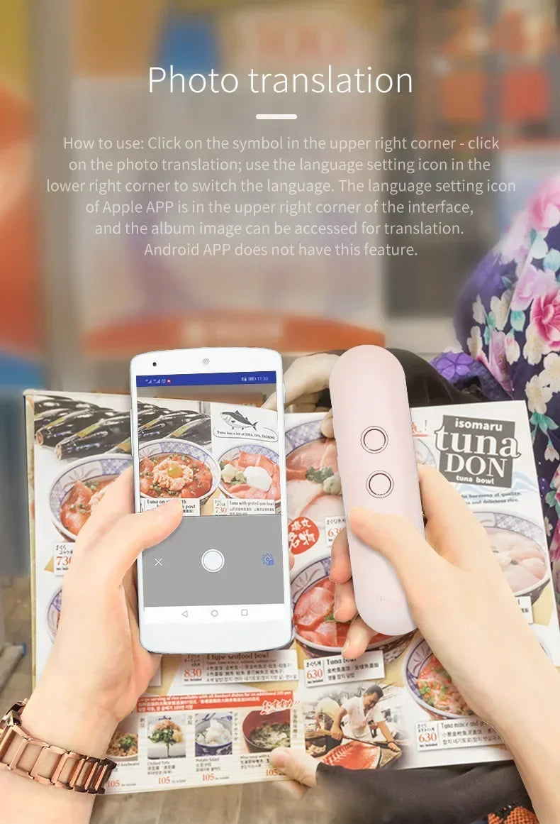 Mini T4 AI Translator Smart Pen Inalámbrico, 40 Idiomas, Compatible con Bluetooth, Portátil, Traducción de Voz Instantánea Bidireccional en Tiempo Real