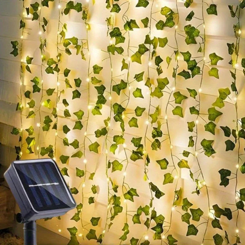 Guirnalda Solar LED con Hojas de Hiedra Artificial para Jardín y Bodas