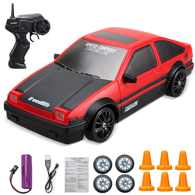 Coche de Carreras Teledirigido 2.4G 4WD, Modelos AE86, GTR, Ferrari, BMW