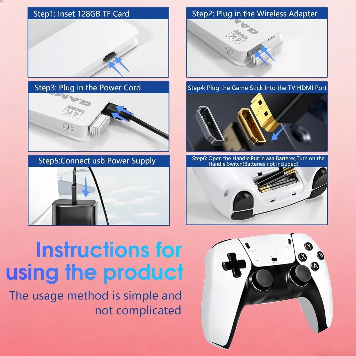 Consola de Videojuegos Retro Actualizada 2026, Consola con Más de 40,000 Juegos Retro, Sistema de Juegos para TV 4K HDMI Plug and Play, 2 Controles Inalámbricos