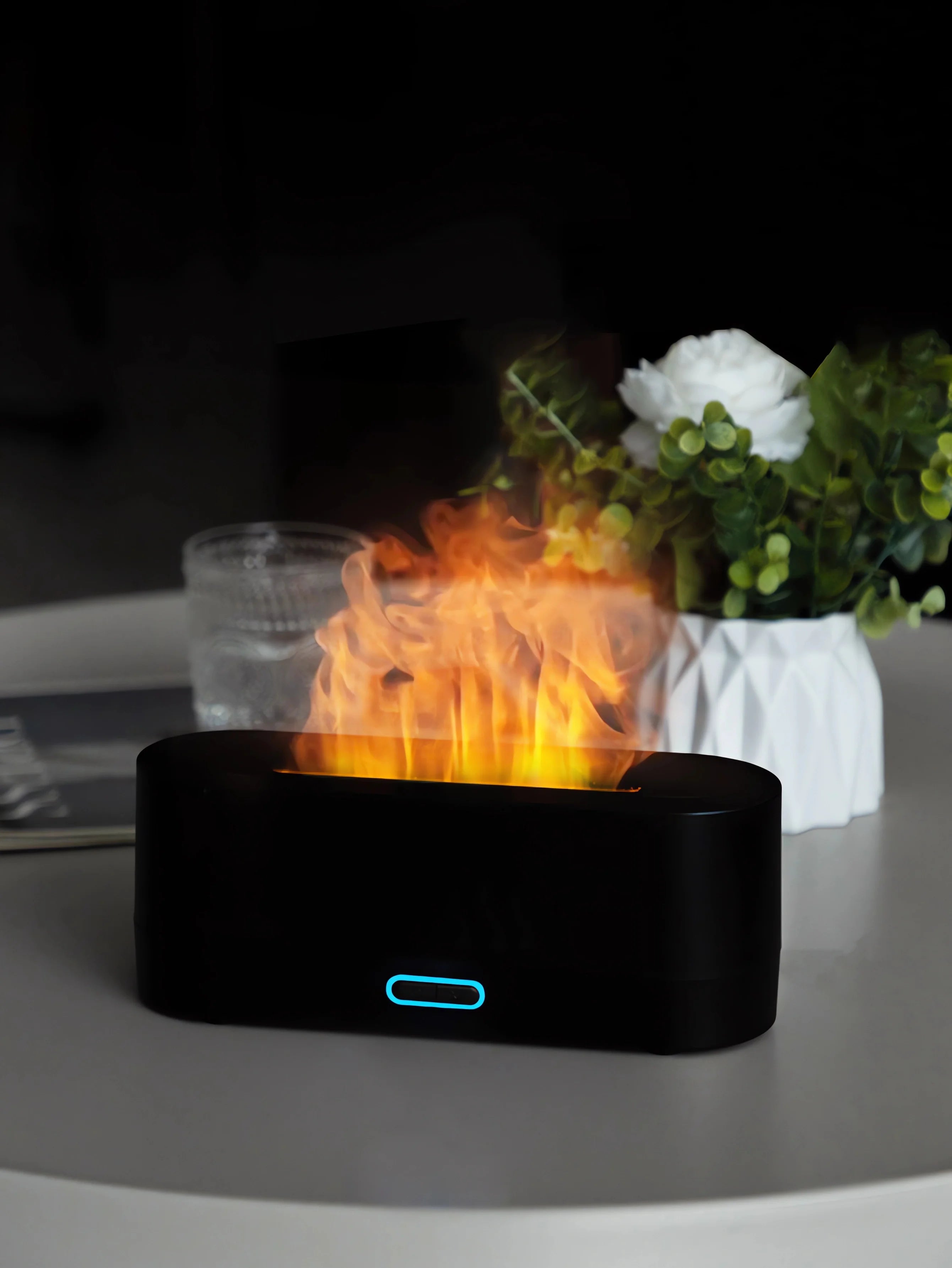 Nueva llama humidificador de aire difusor de Aroma 160mL hogar ultrasónico máquina de niebla nebulizador aceite esencial simulación llama lámpara Difusor