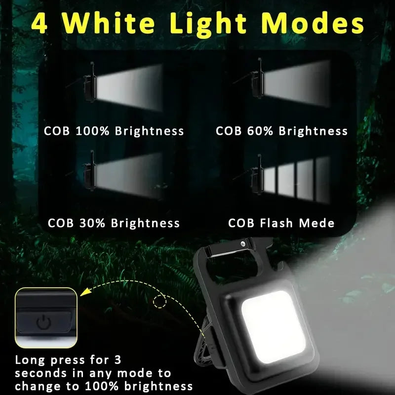 Mini Linterna COB Llavero USB Recargable para Camping