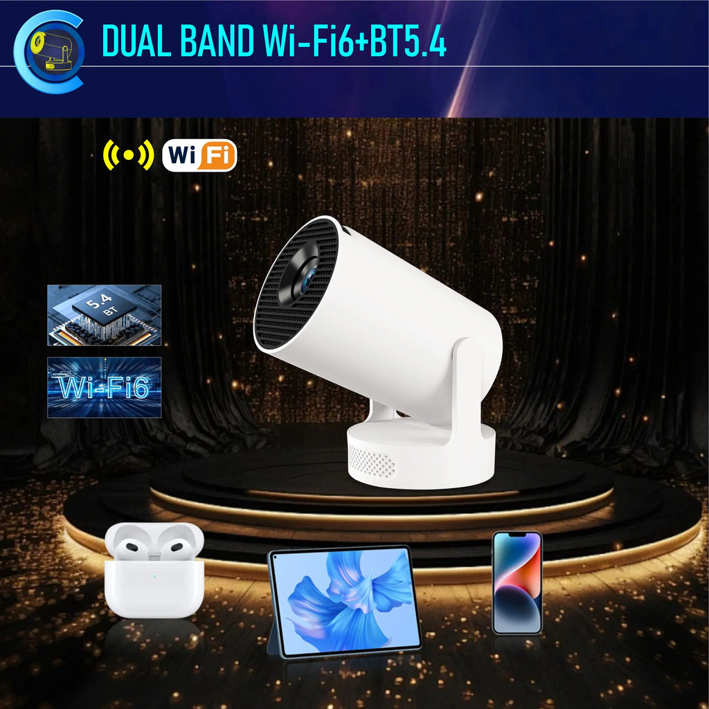 Nuevo Proyector HY300 Ultra Portátil 4K con Altavoz, Cine en Casa, Proyector LCD, Películas al Aire Libre, Android 11, BT5.4, Proyector para Camping