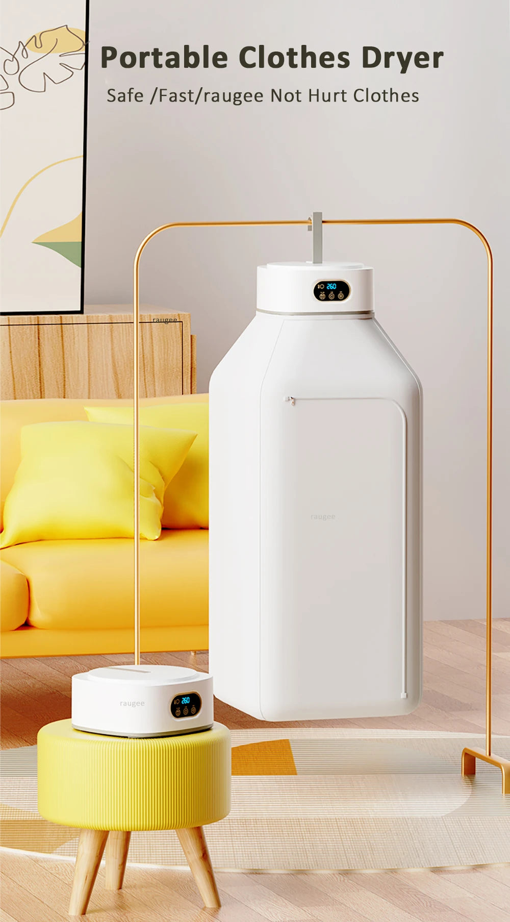 Secadora de ropa portátil plegable con esterilización UV y control remoto