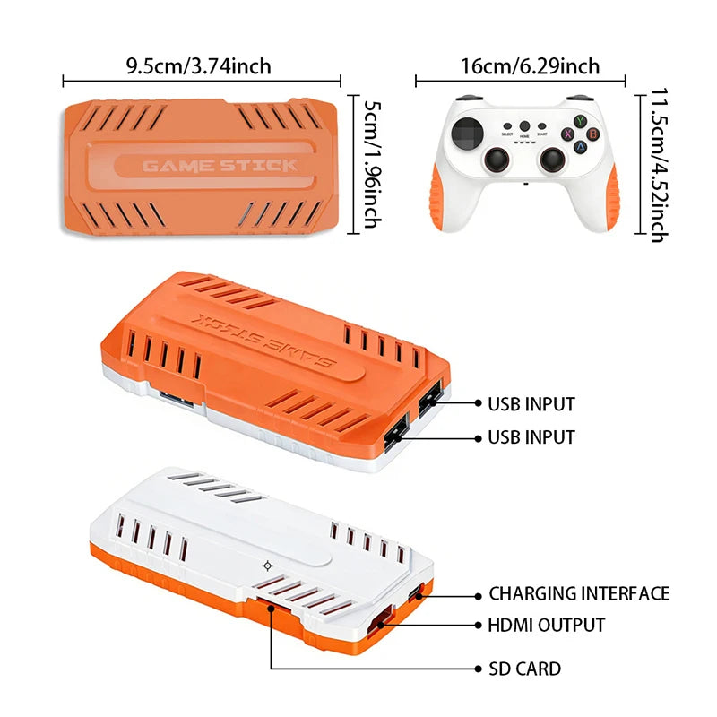 Nuevo X10 PRO Game Stick con 128 GB y más de 50000 Juegos Retro, Consola de Juegos Portátil para TV con Controles Inalámbricos, Salida de Video HD, Regalo