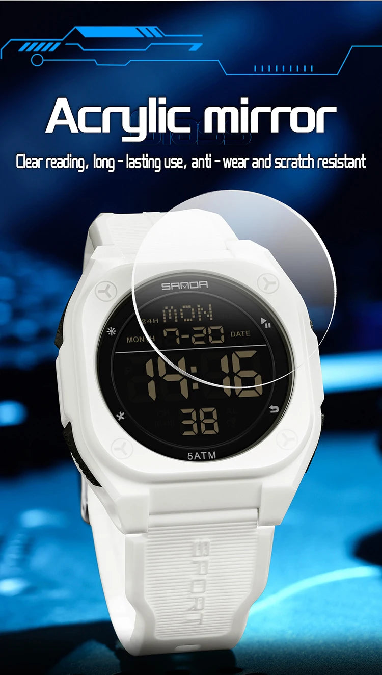 Reloj Digital SANDA 6272 para Estudiantes, Luminoso y Resistente al Agua