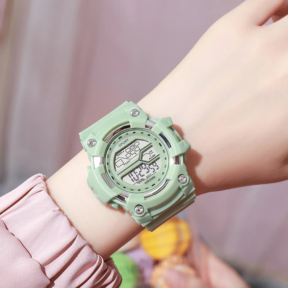 Relojes de moda para niños, reloj de pulsera electrónico multifuncional para niños y niñas, calendario con alarma luminosa resistente al agua para estudiantes