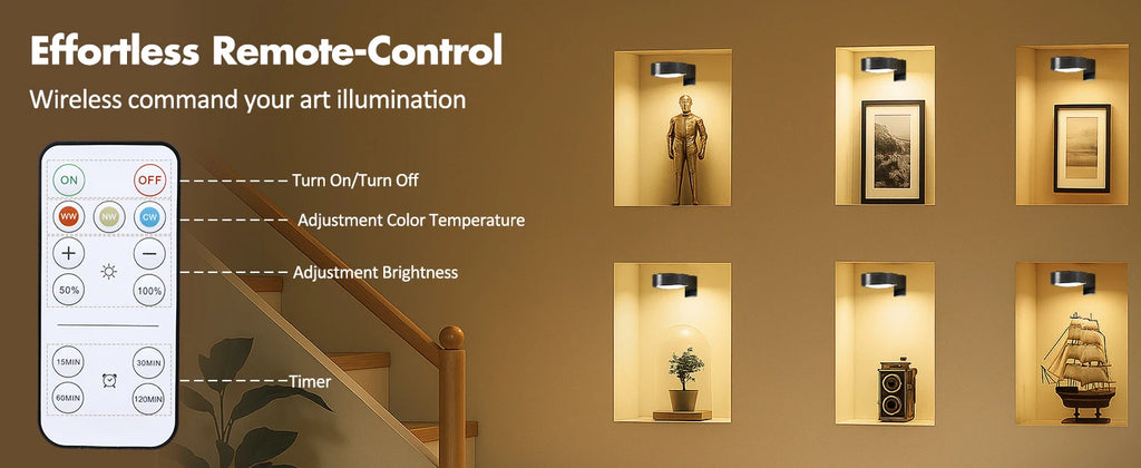 Luz de imagen con pilas Luz de pintura LED magnética con temporizador regulable remoto 3 modos de iluminación Luz de exhibición de arte Negro