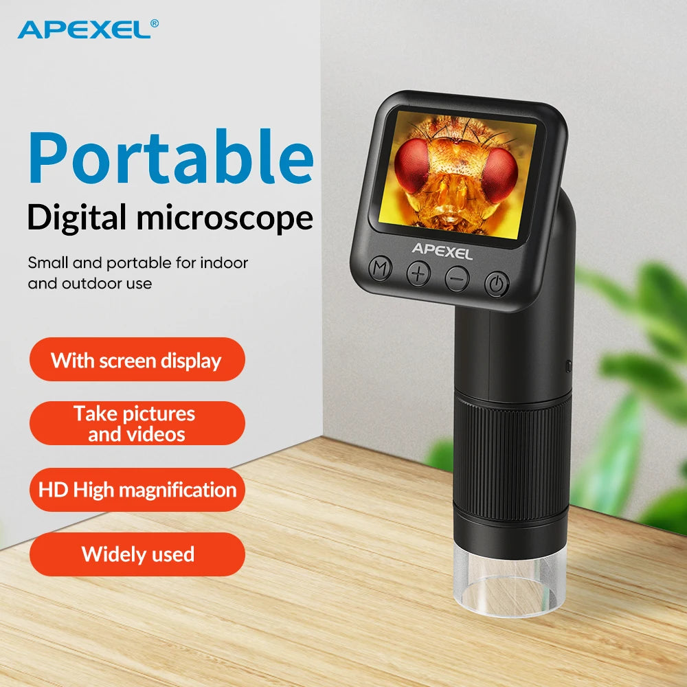 Microscopio Digital APEXEL 400-800X con Pantalla LCD y Luz LED