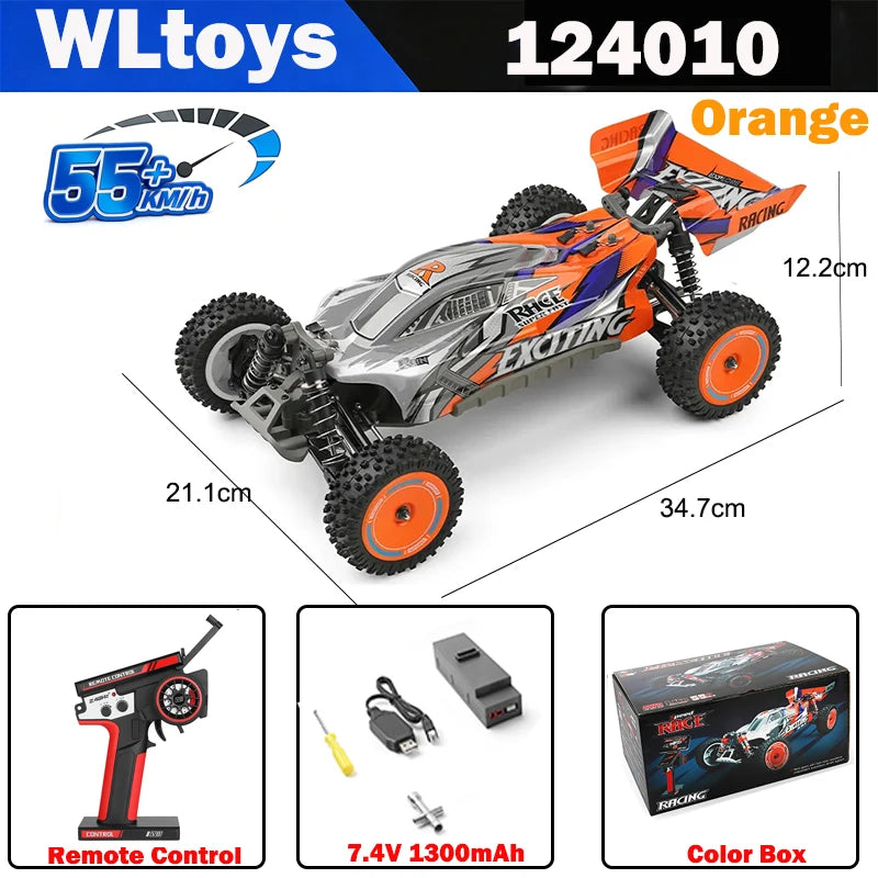 WLtoys 1/12 Autos RC 124008 124010 2.4G de Alta Velocidad   Coche de carreras teledirigido sin escobillas 4WD 60km/h, juguete para niños y adultos, regalo