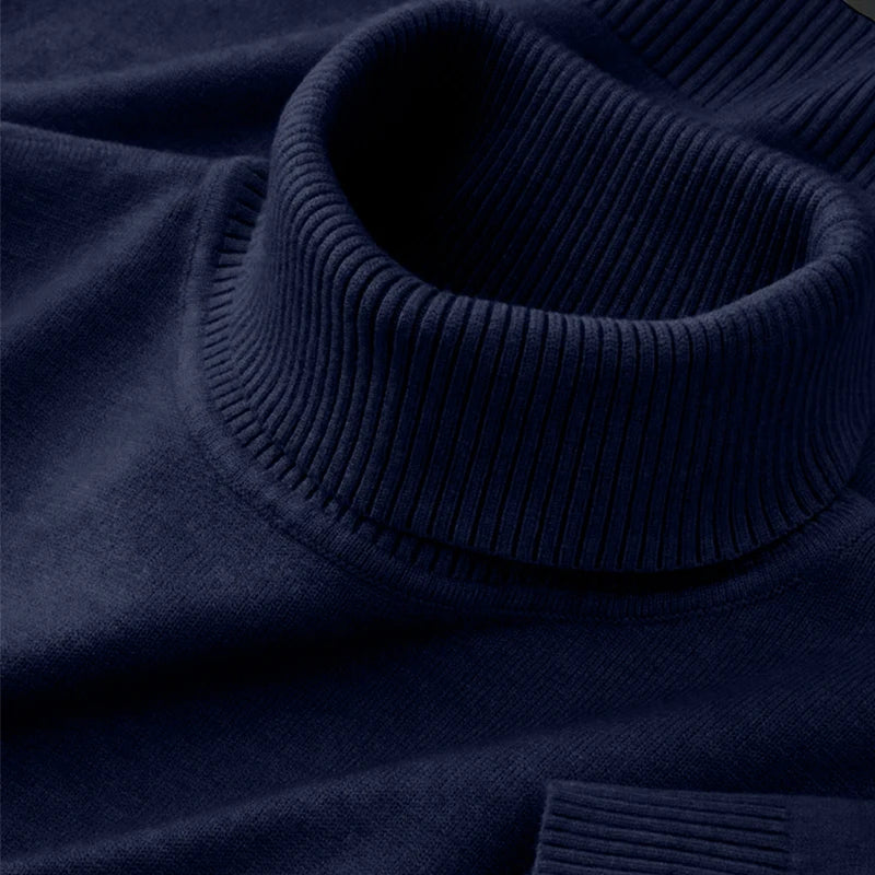2025 nuevos suéteres de punto para hombre, jerseys transpirables de cuello alto de Color sólido, ropa de calle básica cálida para exteriores, Tops de negocios de otoño