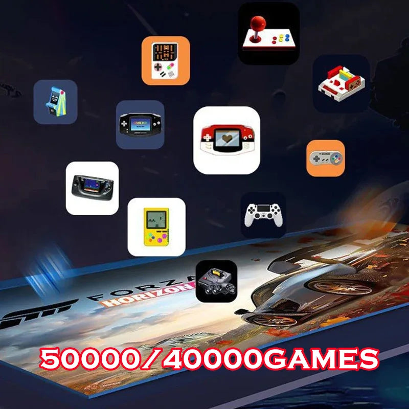 Consola de Videojuegos Retro 4K HD de 128 GB con 50000 Juegos, Control Inalámbrico, 45 Emuladores Integrados, Plug & Play, Mando de Juego para TV