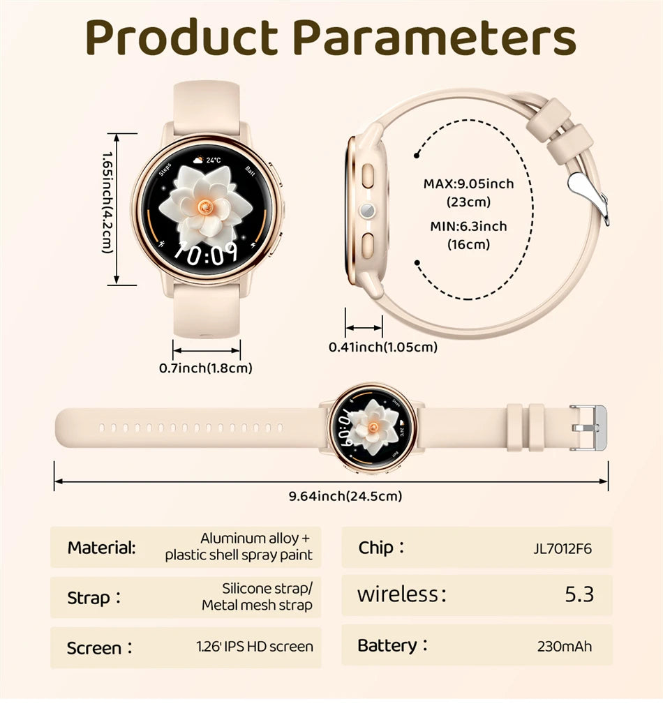 Reloj inteligente LIGE para mujer con pantalla AMOLED y llamadas Bluetooth
