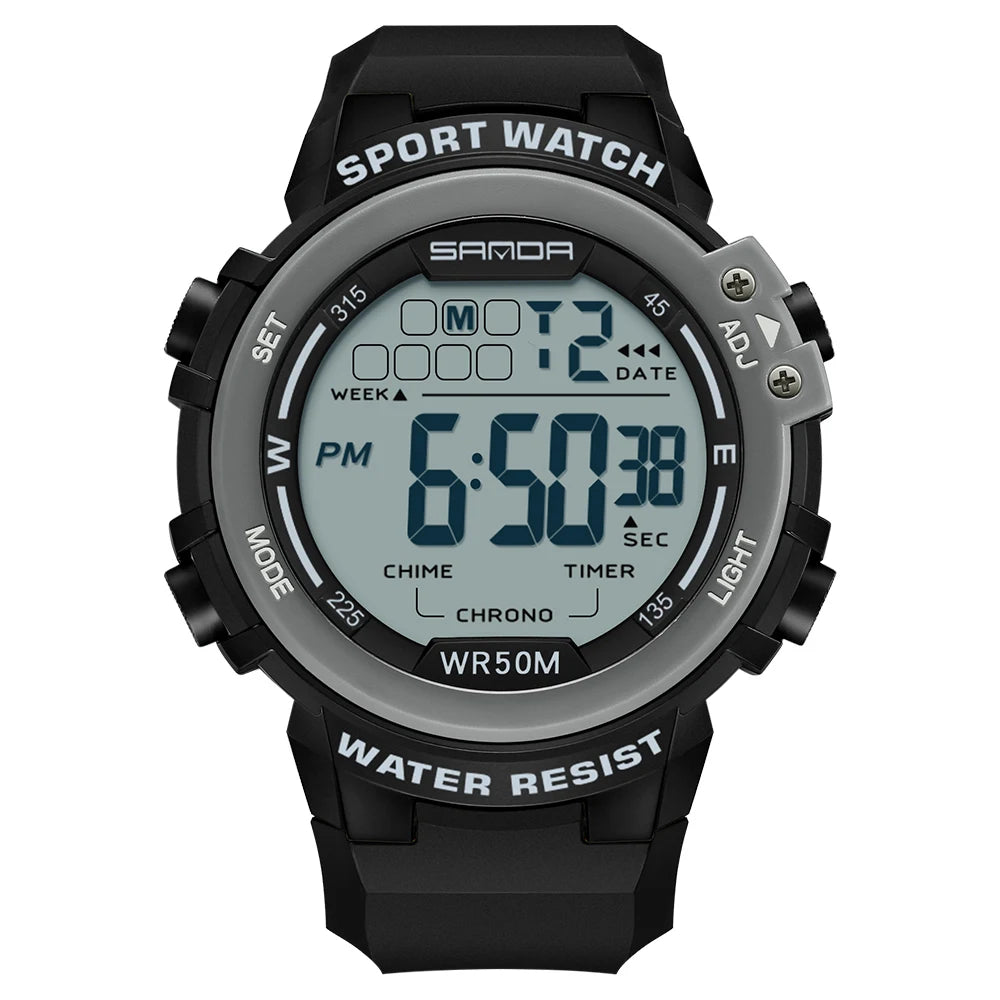 Reloj Digital SANDA 2140 Chrono para Hombre, 5 Bar Multifunción Deportivo