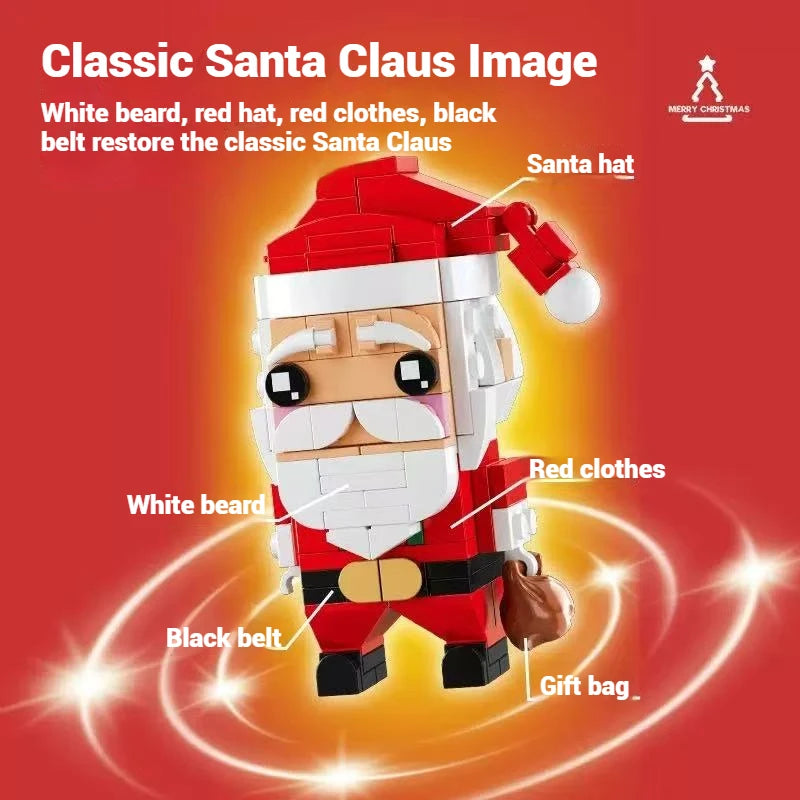 493 Uds. Juego de regalo de juguete de bloques de construcción de Navidad, ensamblaje de modelo de pingüino BrickHeadz de Papá Noel, adornos navideños para niños