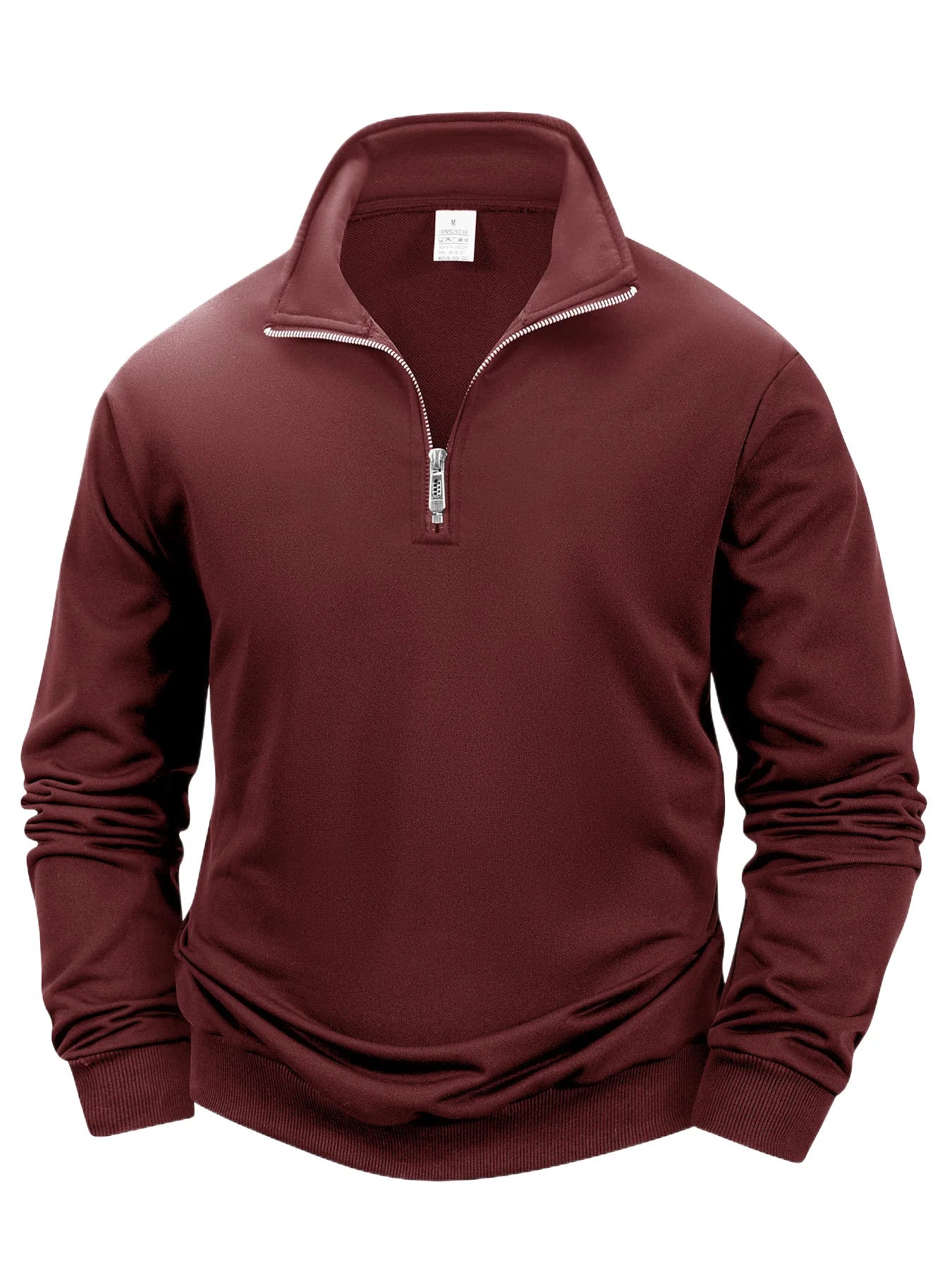 Otoño hombres cremallera pulóver de manga larga suéter hombres cálido delgado Casual cuello alto cuello simulado pulóver sudaderas Tops