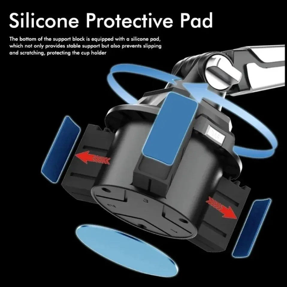 Soporte para Vasos de Coche con Rotación de 360 Grados, Soporte para Vasos de Coche con Articulación Larga, Soporte para Teléfono Móvil, Tableta y Ordenador