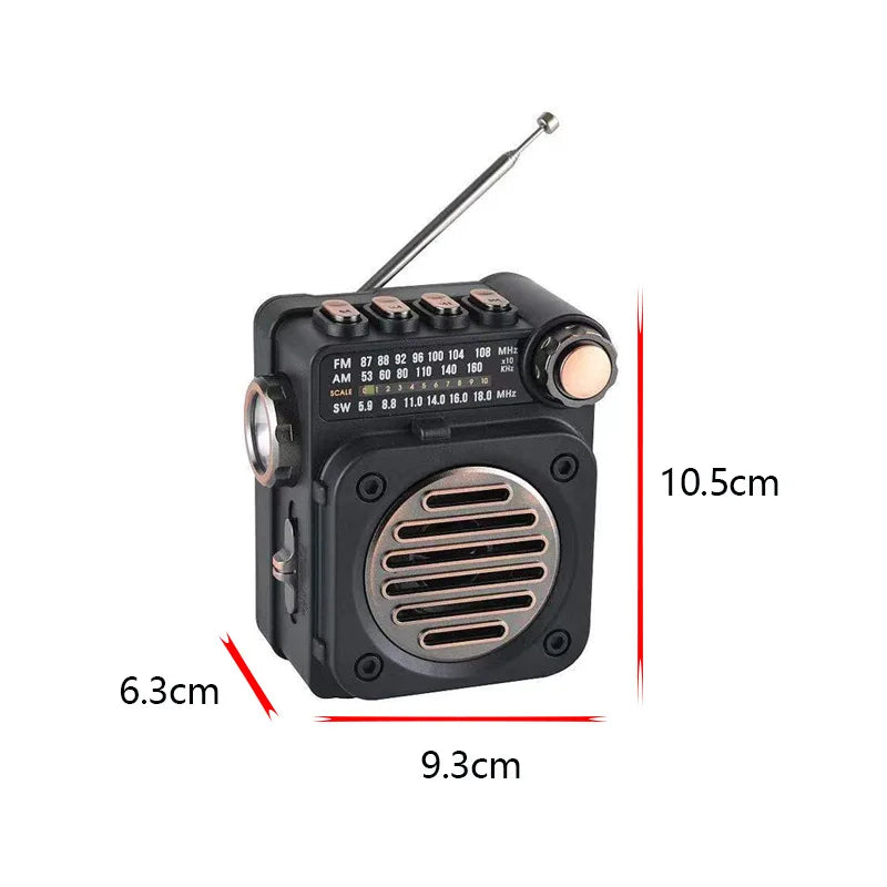 Radio portátil FM/AM/SW con Bluetooth y linterna LED