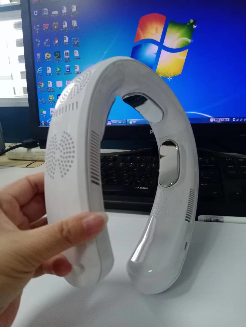 Ventilador portátil para cuello, miniaire acondicionado sin aspas, recargable por USB, 6000mAh