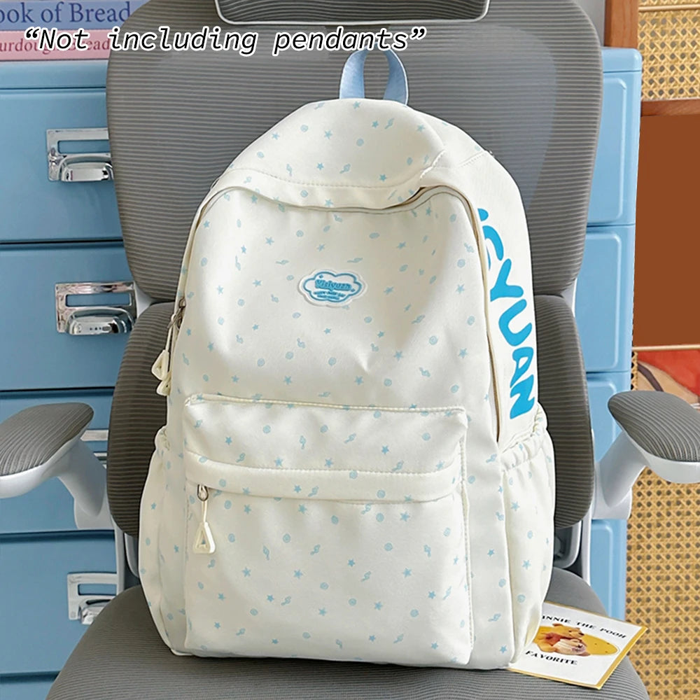 Mochila de Nailon con Estampado de Estrellas para Adolescentes