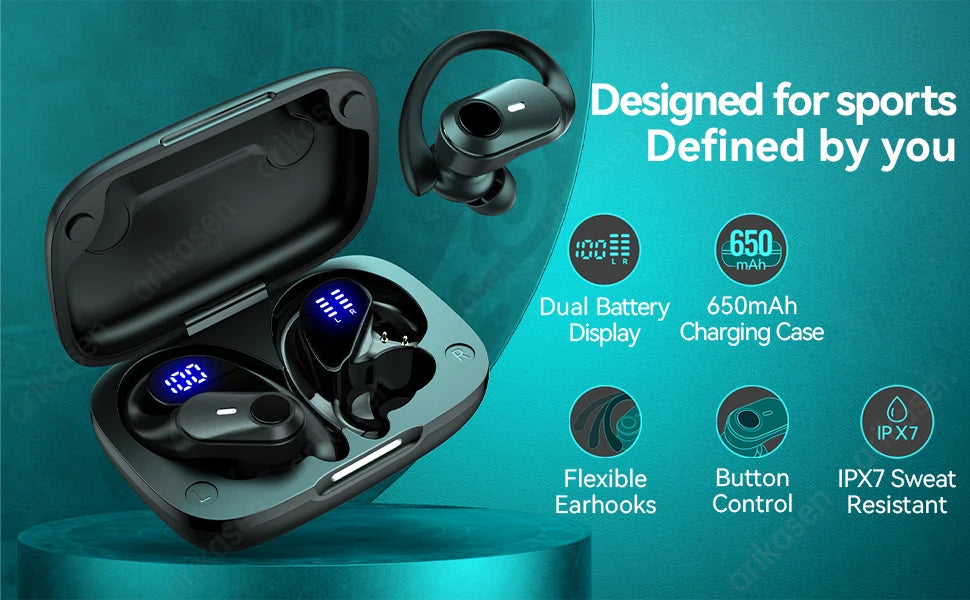 Auriculares Bluetooth 36h Pantalla LED con Gancho