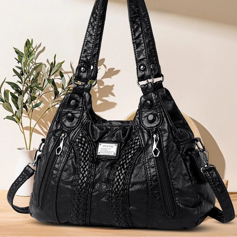Bolso cruzado retro para mujer, bolso de hombro convertible de gran capacidad y bolso, piel sintética con cremallera, adecuado para da