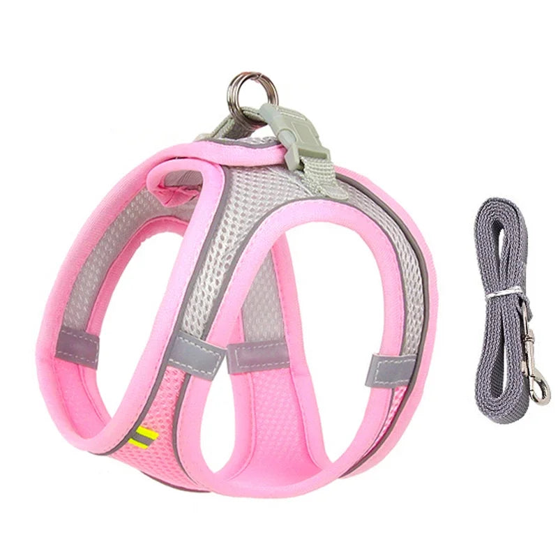 Arnés Chaleco Ajustable para Perros y Gatos con Correa Reflectante