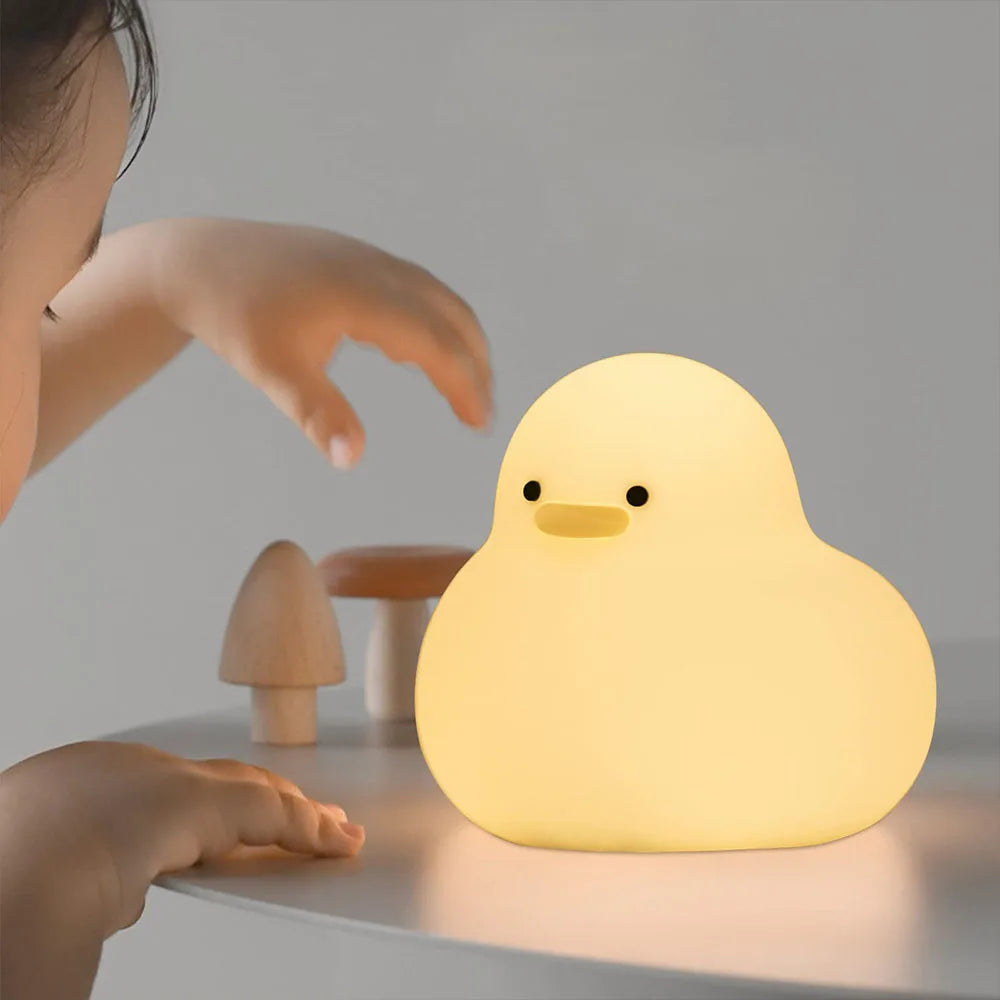 Bonita luz nocturna de pato, lámpara LED Kawaii, luz nocturna recargable por USB, lámpara nocturna táctil para habitación, artefacto de descompresión para protección ocular