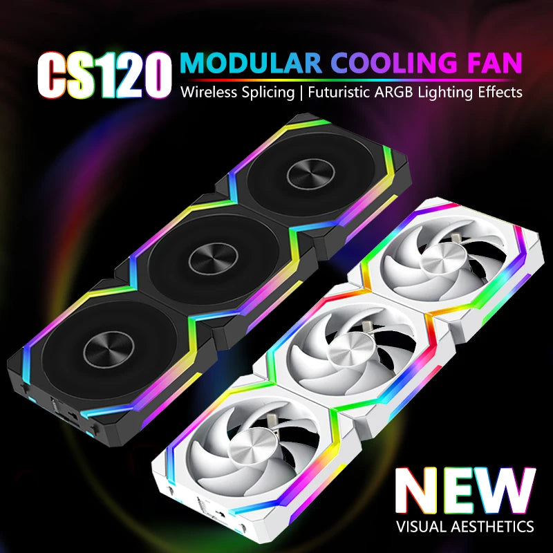 JUMPEAK CS120 ARGB ventilador de refrigeración 360mm 240mm Modular apilable empalme PWM silencioso 120mm RGB ventiladores para juegos PC caja enfriador de agua
