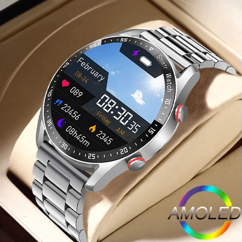 Reloj inteligente deportivo ECG + PPG para hombre, pulsera con llamadas, Bluetooth, láser, presión arterial, resistente al agua + caja