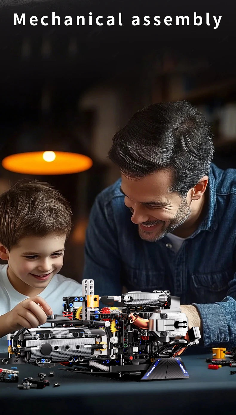 Juego de coches de juguete de bloques de construcción para niños, coche de carreras mecánico, modelo de motocicleta mecánica, juguetes de montaje de modelo de coche