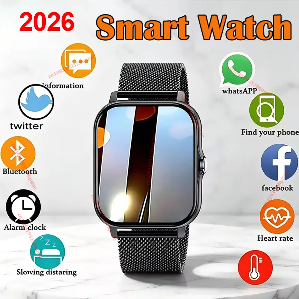 Nuevo Reloj Inteligente 2026 con Pantalla Táctil Completa de 1.83 Pulgadas para Hombre y Mujer, Llamadas Bluetooth, Monitor de Actividad Física, Reloj Digital Inteligente, Regalo Hw12