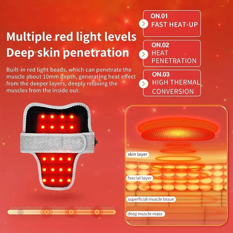 Luz roja calefacción eléctrica soporte para el cuello masajeador de vibración alivia el dolor de columna Cervical fatiga rigidez dragar meridianos