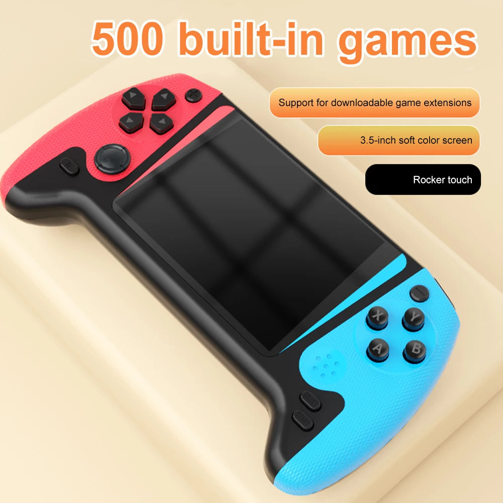 Consola de juegos con pantalla LCD de 3,5 pulgadas, 500 juegos integrados, consola de juegos portátil con conexión a TV, 1200mAh para niños y adultos, para un solo jugador