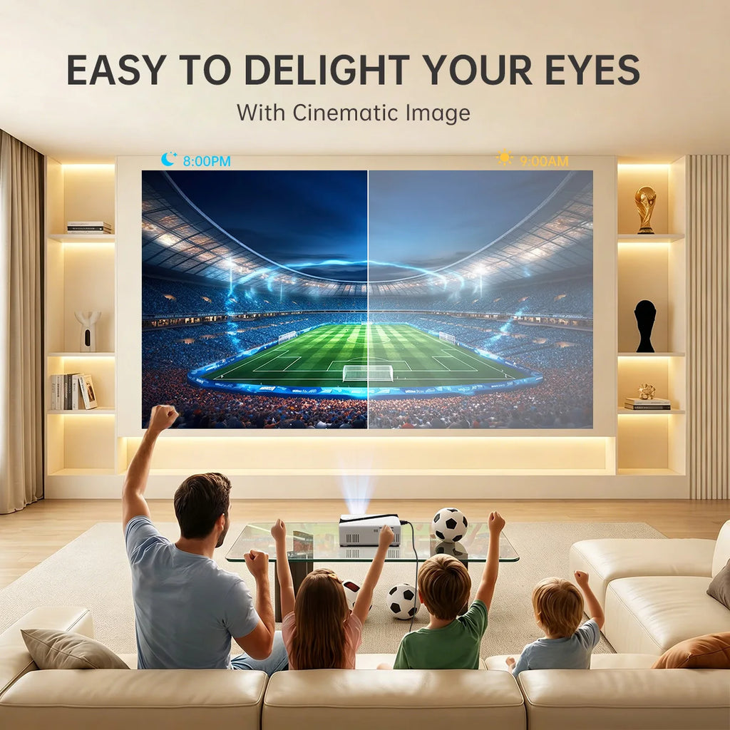 Proyector portátil con decodificación 4K, proyección de alta definición 1080P, altavoz incorporado para cine en casa, uso con teléfono móvil y computadora
