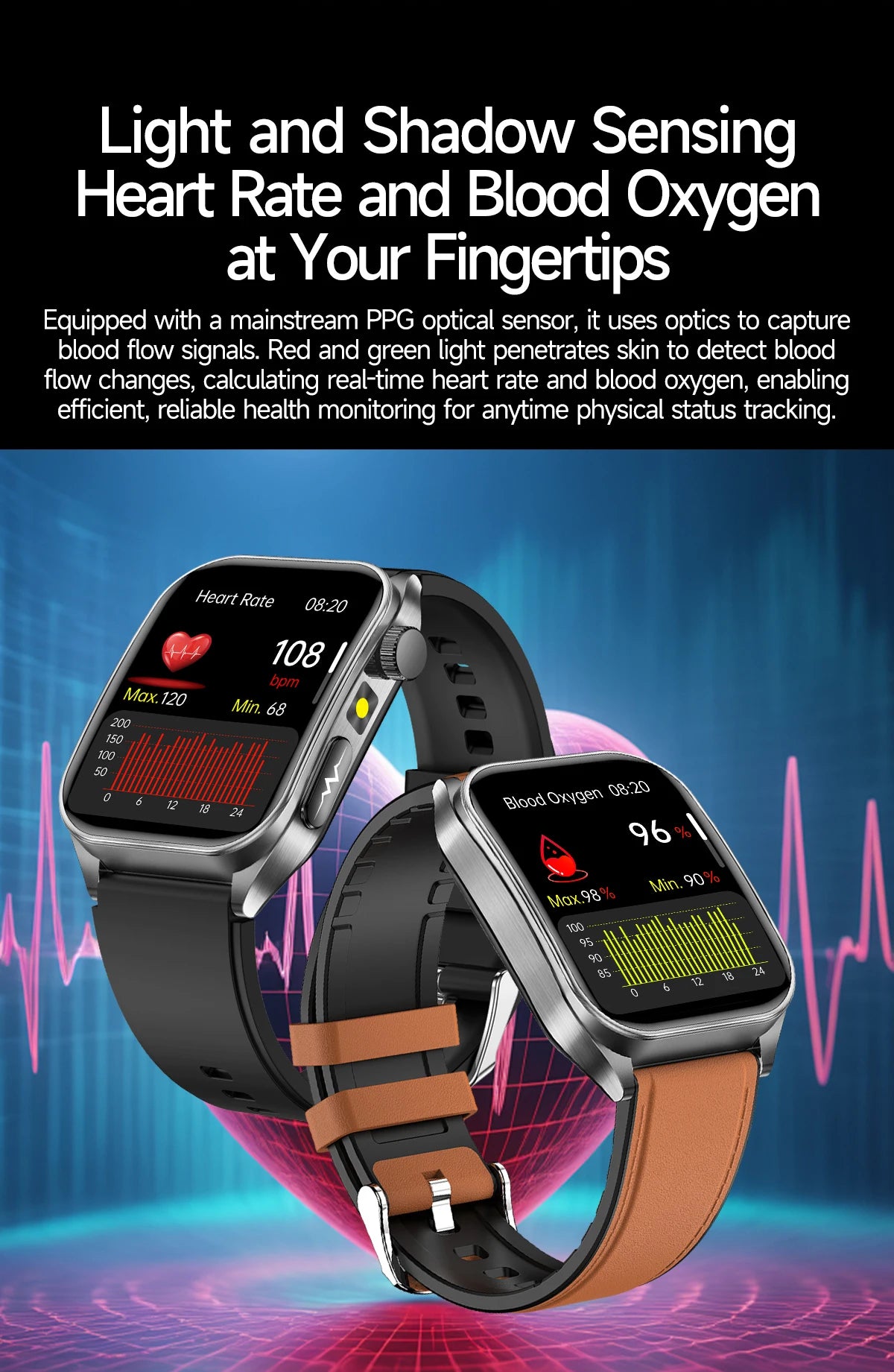 Reloj Inteligente Terapia Láser Monitor de Salud