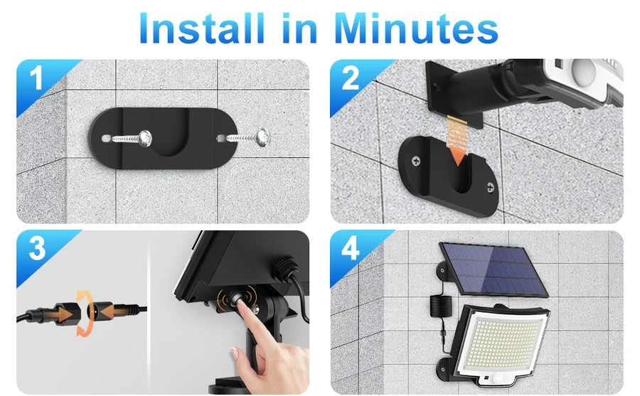 Lámpara Solar LED con Sensor de Movimiento para Jardín y Exterior