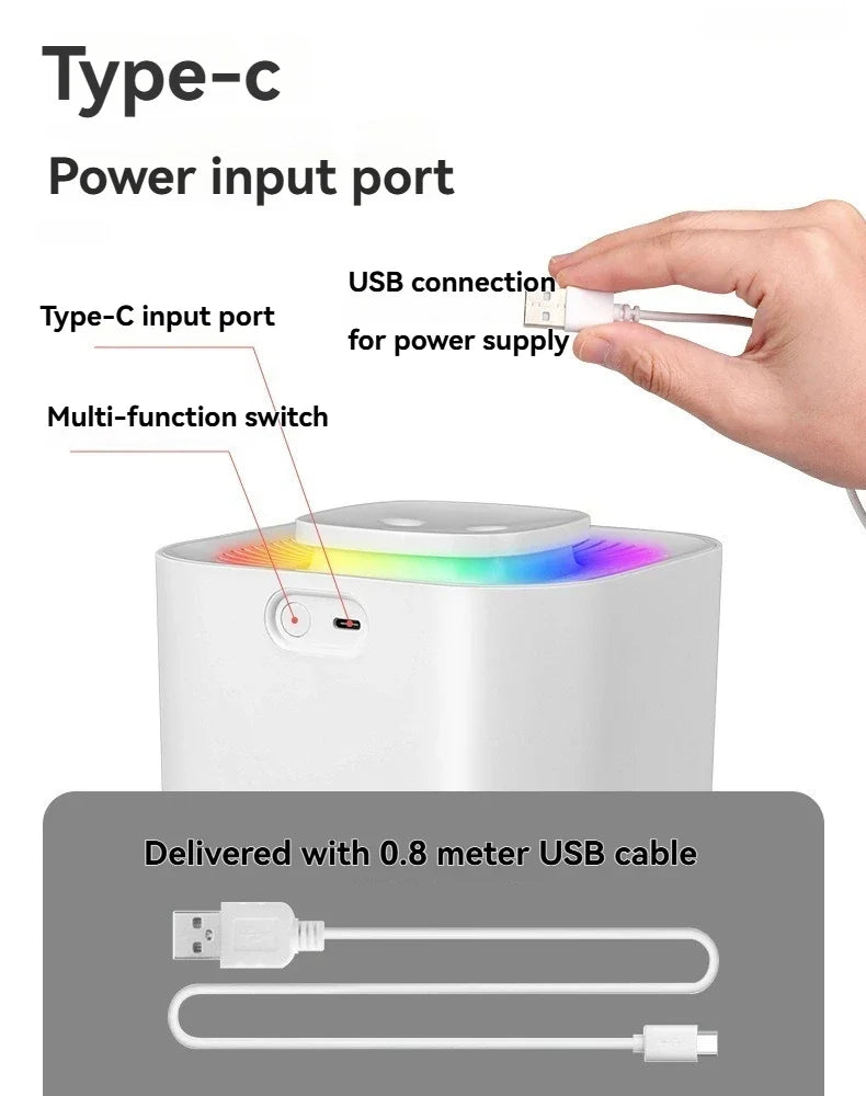 Humidificador con luz nocturna, 3.3L de gran capacidad, filtro dual, máquina de aromaterapia, USB, apagado silencioso programado, para dormitorio y coche