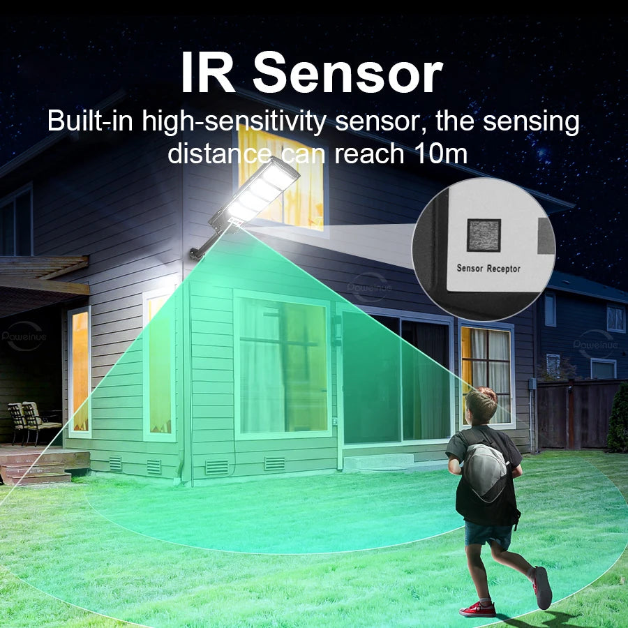 Lámpara Solar LED Exterior Súper Brillante con Sensor de Movimiento IP67