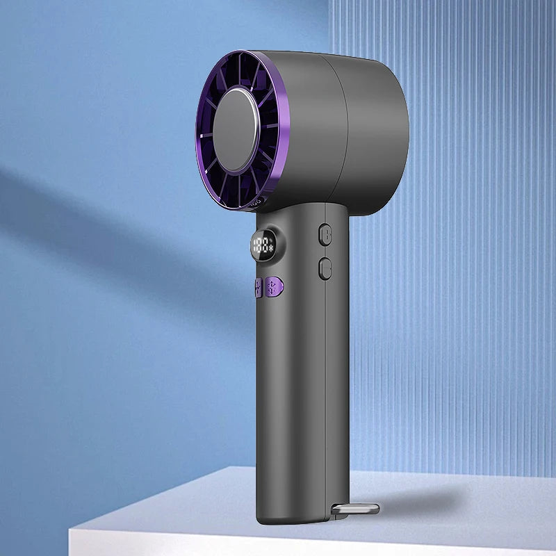 Ventilador de mano de alta velocidad, pantalla digital, compacto y portátil, fresco y refrescante, con ajuste de engranajes infinitos en verano