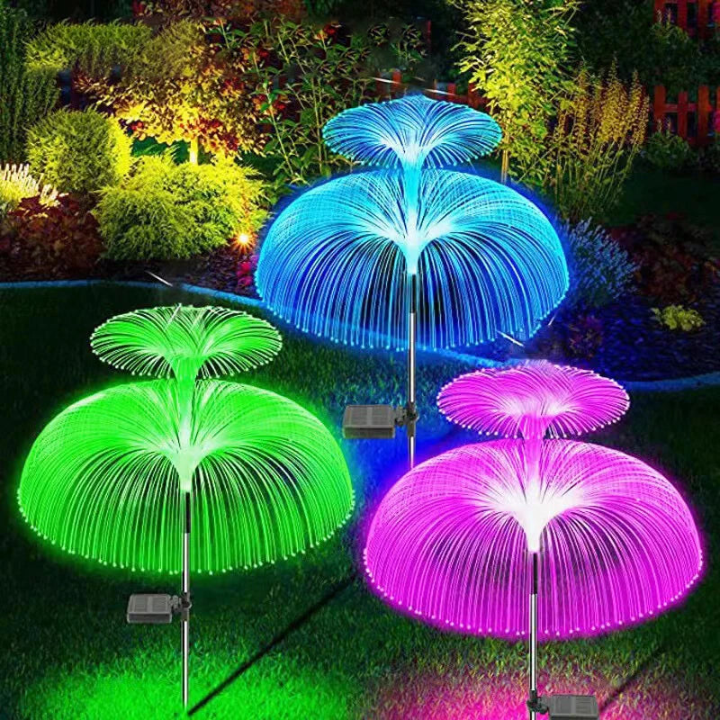 Luces Solares de Jardín con Medusas de Fibra Óptica