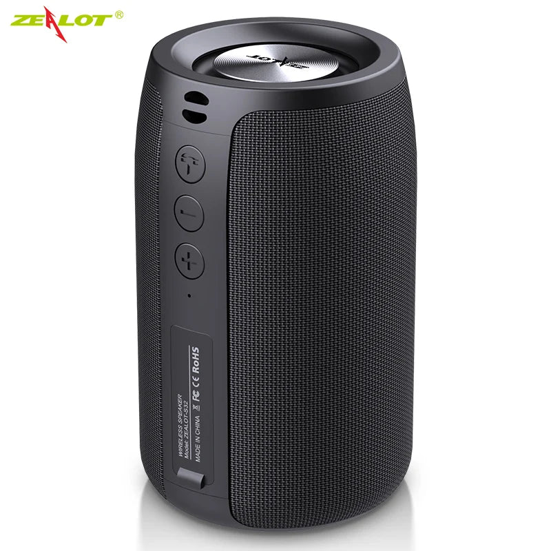 Altavoz inalámbrico Zealot-S32 para exteriores, Subwoofer portátil, resistente al agua IPX 6, emparejamiento Dual, batería de 1800mAh